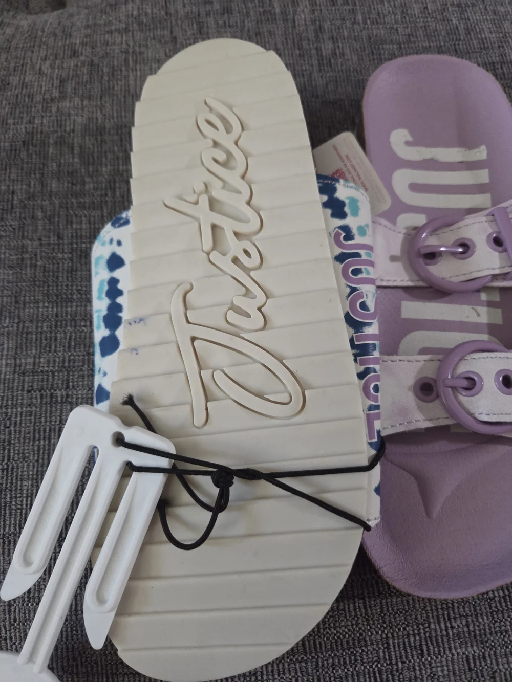 NWT Justice Little Girls Lavender Tie-Dye Double-Buckle Slide Sandals Size 1